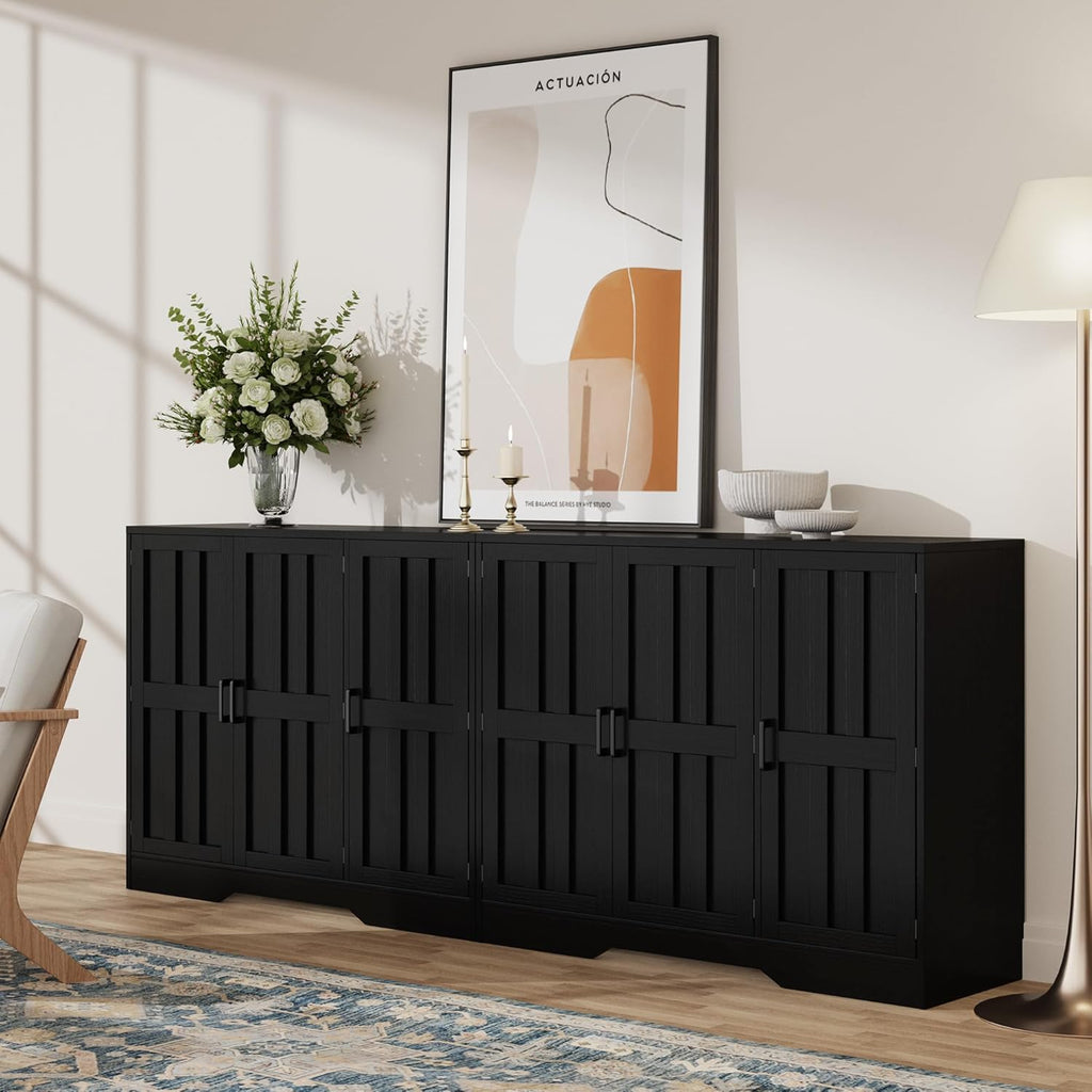 Vividwood 42" Farmhouse Buffet Cabinet - Large Sideboard with 3 Barn Doors