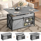 Vividwood Farmhouse Lift Top Coffee Table - 4-in-1 Convertible with Storage (Grey)