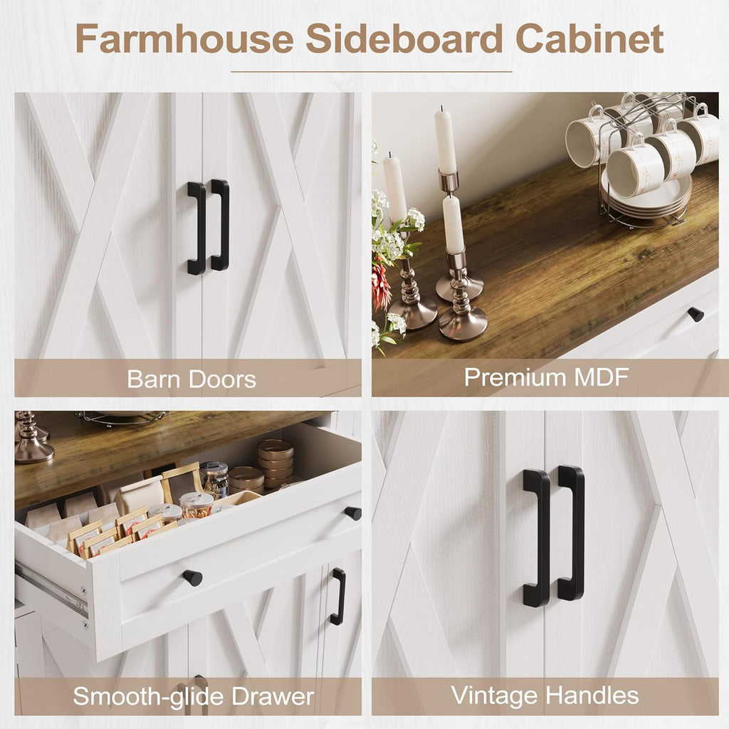 Vividwood 55" Buffet Cabinet with Drawer - 4-Door Storage Sideboard for Dining Room