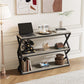Vividwood Industrial Console Table - 3-Tier Rustic Design with Storage Shelves (Light Gray)