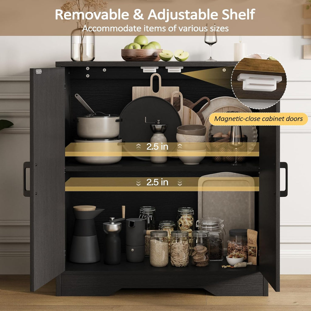 Vividwood Modern Farmhouse Sideboard - 2-Door Storage Cabinet with Adjustable Shelves