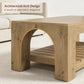 2-Tier Rectangle Coffee Table for Living Room, 47.3" Modern Center Table with Arched Design, Accent Tea Cocktail Table with Storage (Wood)