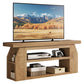 Modern Wood TV Stand for 55 Inch TV, Unique Geometric Entertainment Center with 3-Tier Open Storage & Adjustable Shelves, Small TV Console Table for Living Room Bedroom, Oak