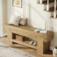 47" Long Entryway Bench, Wooden Entry Way Benches Indoor with Storage Shelf, Rustic Farmhouse End of Bed Bench for Bedroom, Narrow Shoe Rack Seat Skinny Bench for Dining Table, Mud Room, Hallway