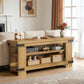 TV Stand for 55 Inch TV, 47" Rustic Wood TV Stands for Living Room with 3-Tier Open Storage, Small Entertainment Center Media Console with Rivet Decor