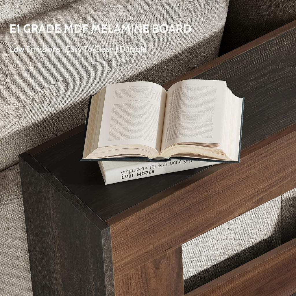 Vividwood 63" Farmhouse Console Table - Long Entryway Table with Storage (Brown & Black)