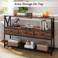 Vividwood 47" Farmhouse Console Table - 3-Drawer & Open Shelf Design (Rustic Brown)