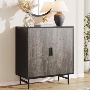 Vividwood Modern Sideboard - 2-Door Storage Cabinet with Adjustable Shelves (Grey)
