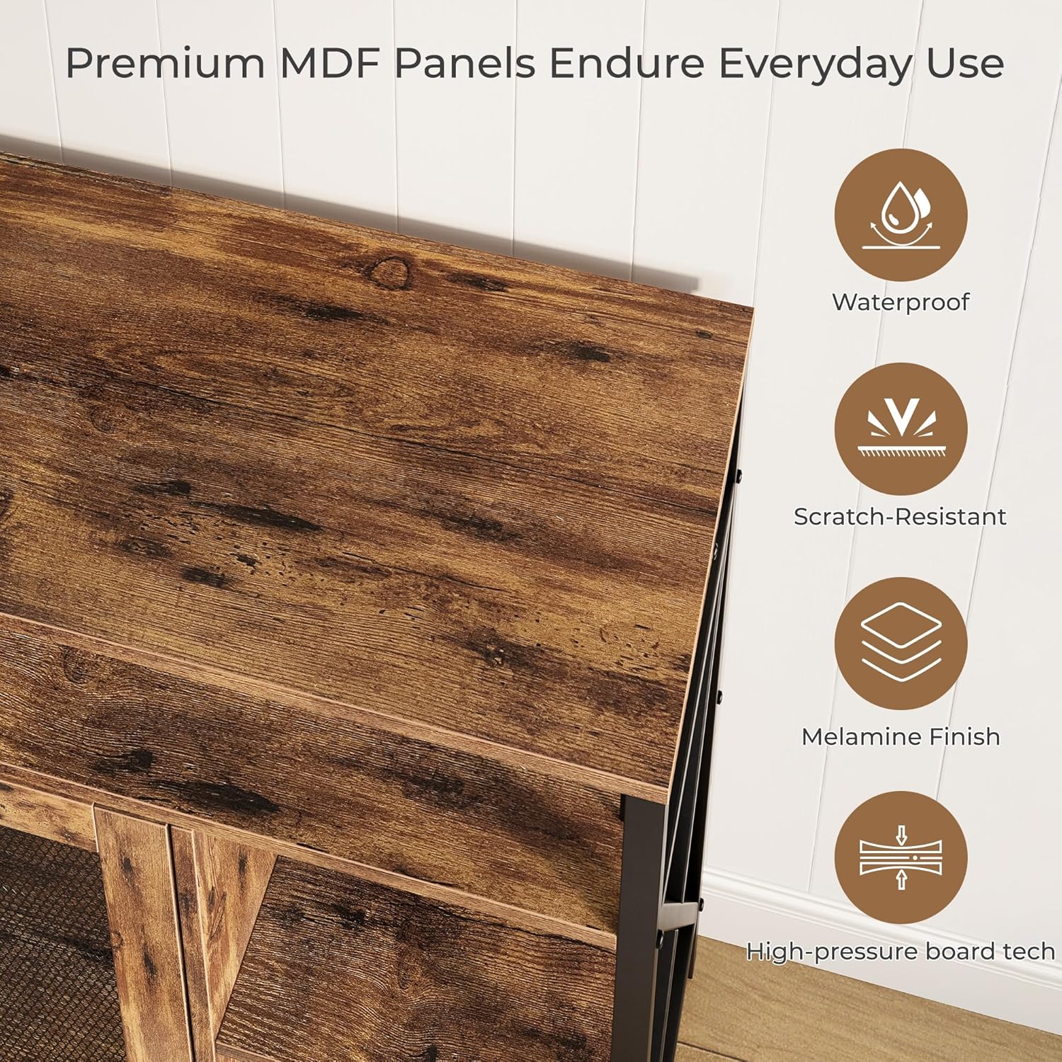 Vividwood Rustic Wine Bar Cabinet‌ - Industrial Liquor Storage with Metal Cart