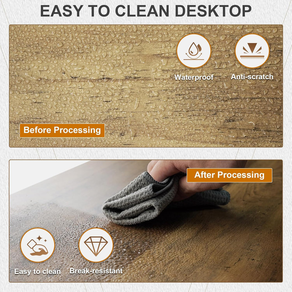 Vividwood Farmhouse Coffee Table with Storage - 39.3" Wooden Rectangle Center Table & V-Shape Legs (220lbs Capacity)