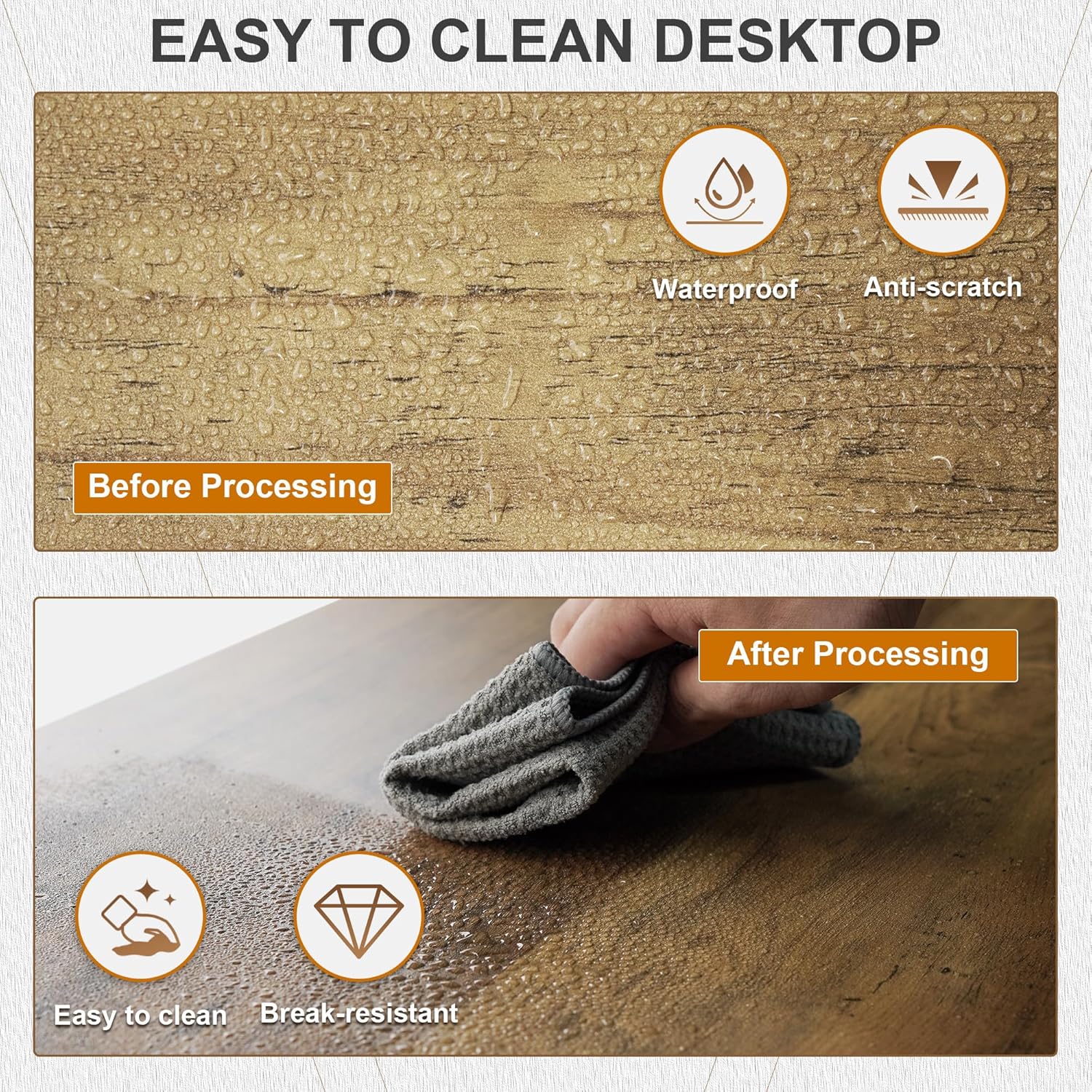 Vividwood Farmhouse Coffee Table with Storage - 39.3" Wooden Rectangle Center Table & V-Shape Legs (220lbs Capacity)