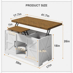 Vividwood Convertible Lift Top Coffee Table- 4-in-1 Multi-Function Design with Hidden Storage (Brown)