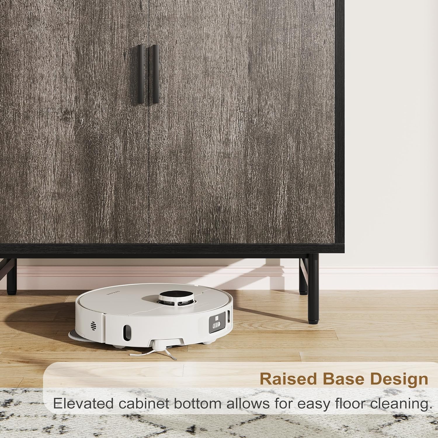 Vividwood Modern Sideboard - 2-Door Storage Cabinet with Adjustable Shelves (Grey)