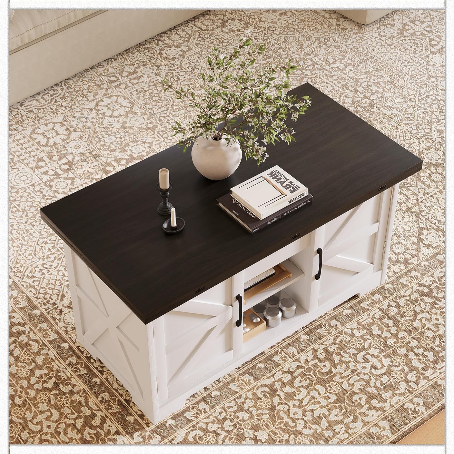 Vividwood Convertible Lift Top Coffee Table - Multi-Function Storage Center Table (Walnut)