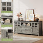 Vividwood Farmhouse Entertainment Center - TV Console with Storage (Rustic Grey)