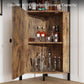 Vividwood Corner Wine Cabinet - 5-Tier Farmhouse Liquor Storage with Glass Rack & Barn Door