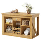 Viviwood Kitchen Island with Storage, Home Bar Island with Wine Rack, Oak | 55" Farmhouse Stationary Island Table with Seating, Adjustable Shelves, Drawer, for Dining Room